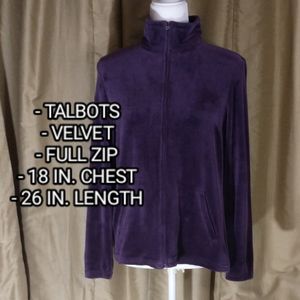 Talbots Purple Full Zip Velvet Jacket. Size XS.